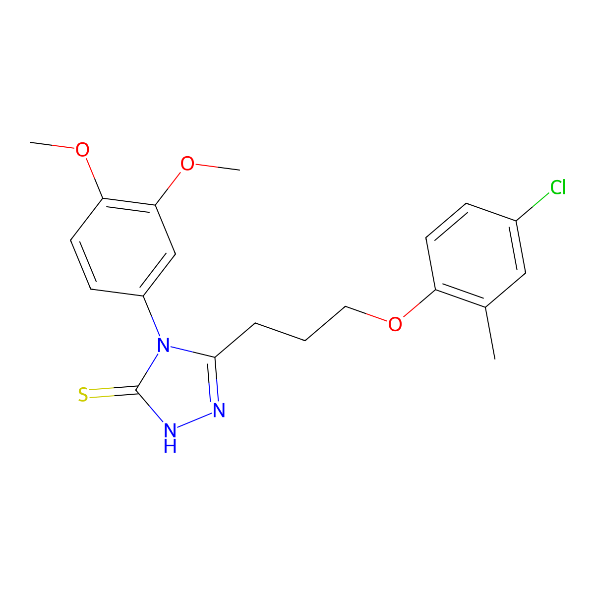 4-(3,4-Dimethoxyphenyl)-5-[3-(4-chloro-2-methylphenoxy)propyl]-1,2,4-triazole-3-thiol molecular structure, CAS 669739-98-4
