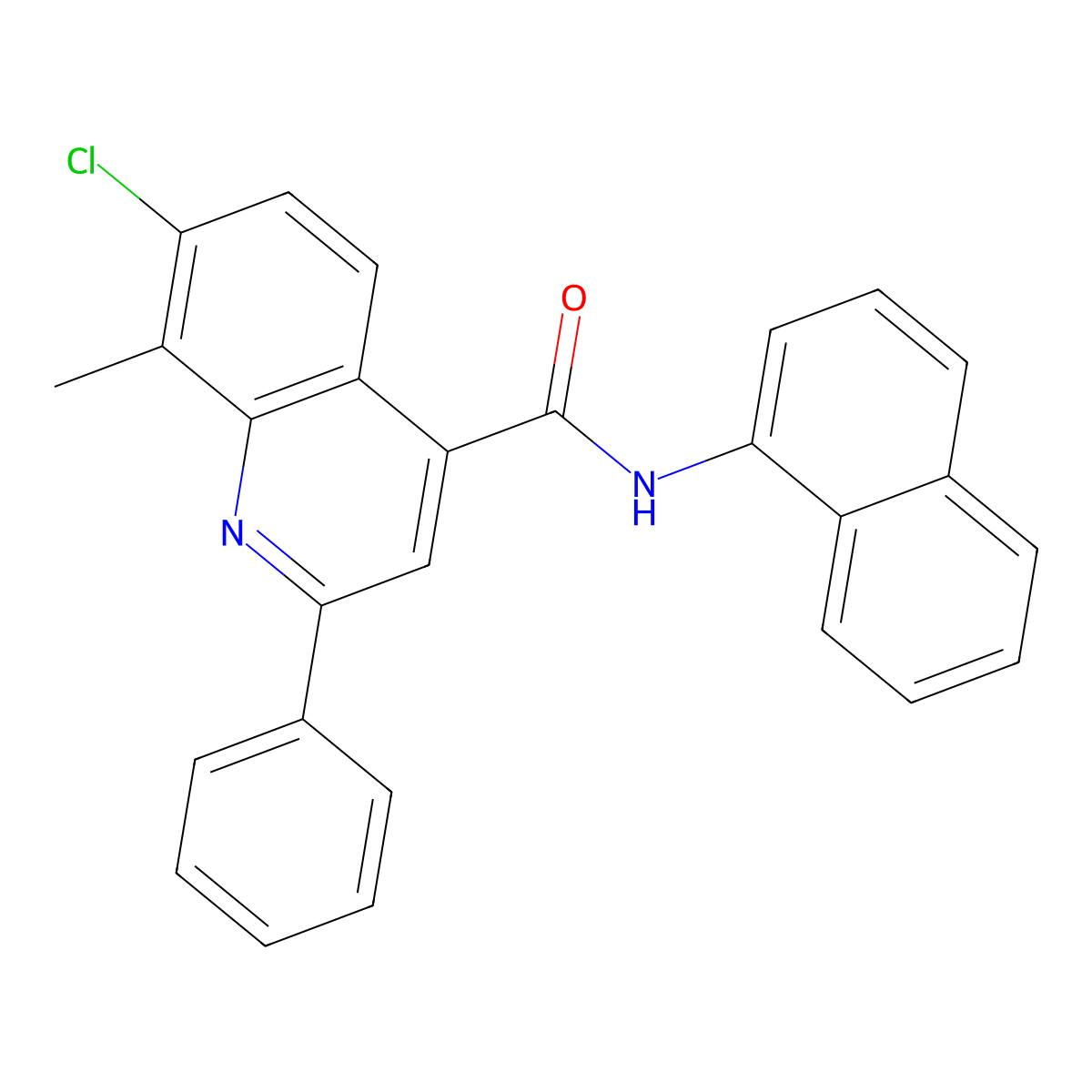 7-chloro-8-methyl-N-(1-naphthyl)-2-phenyl-4-quinolinecarboxamide molecular structure, CAS 669740-03-8