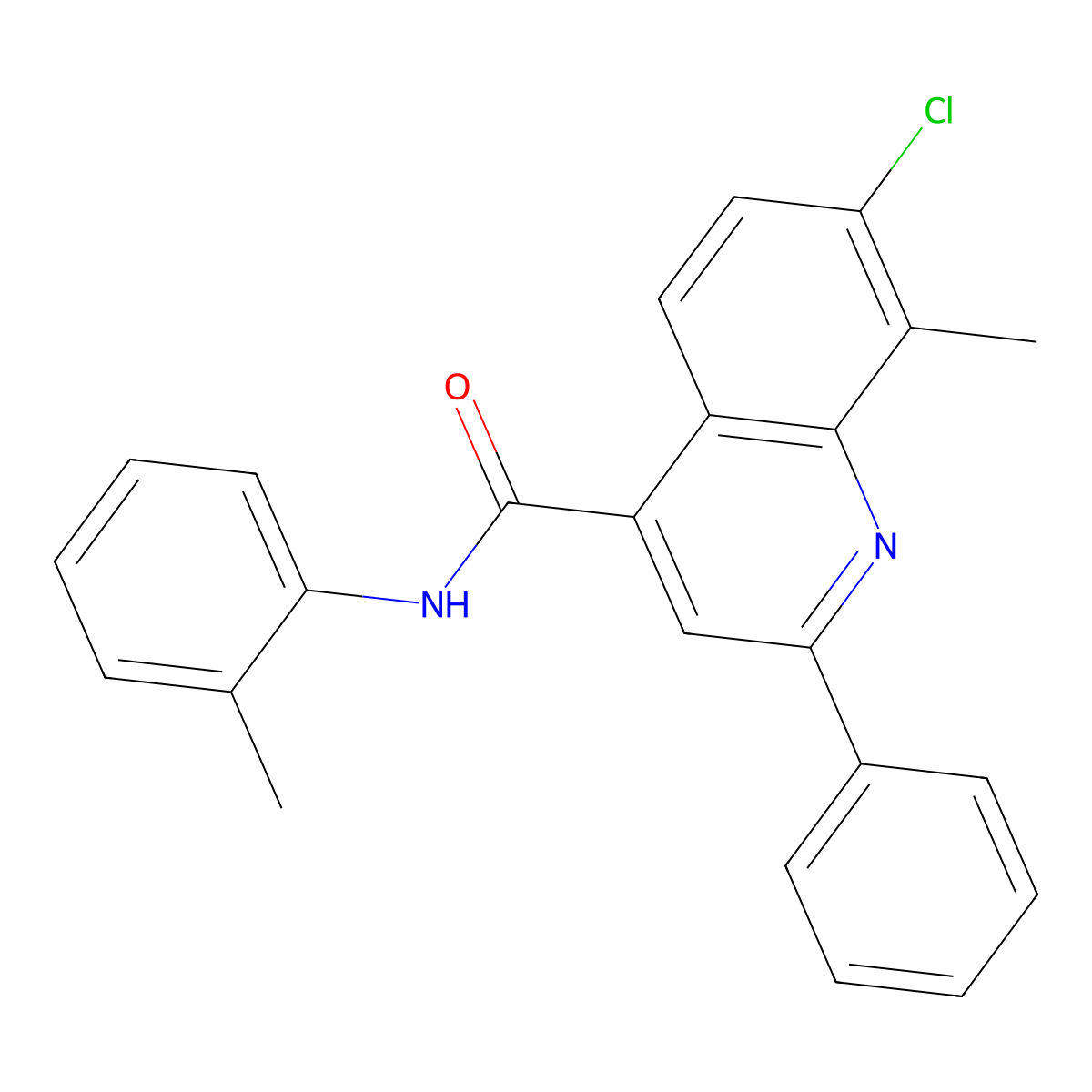 7-chloro-8-methyl-N-(2-methylphenyl)-2-phenylquinoline-4-carboxamide molecular structure, CAS 669740-07-2
