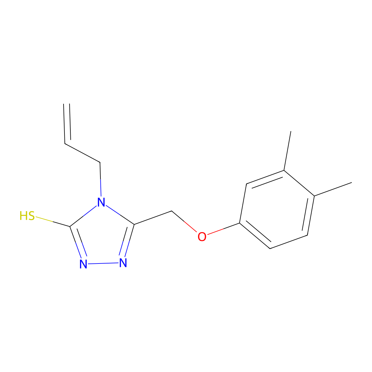 4-allyl-5-[(3,4-dimethylphenoxy)methyl]-4H-1,2,4-triazole-3-thiol molecular structure, CAS 669740-12-9