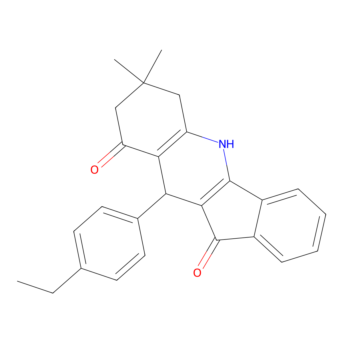10-(4-ethylphenyl)-7,7-dimethyl-6,7,8,10-tetrahydro-5H-indeno[1,2-b]quinoline-9,11-dione molecular structure, CAS 669740-13-0