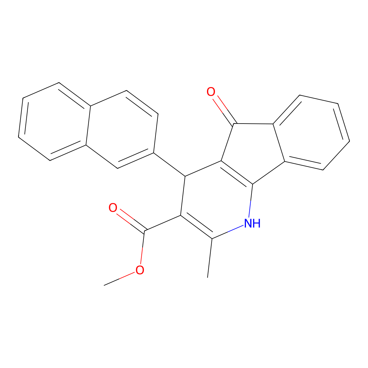 methyl 2-methyl-4-(2-naphthyl)-5-oxo-4,5-dihydro-1H-indeno[1,2-b]pyridine-3-carboxylate molecular structure, CAS 669740-19-6