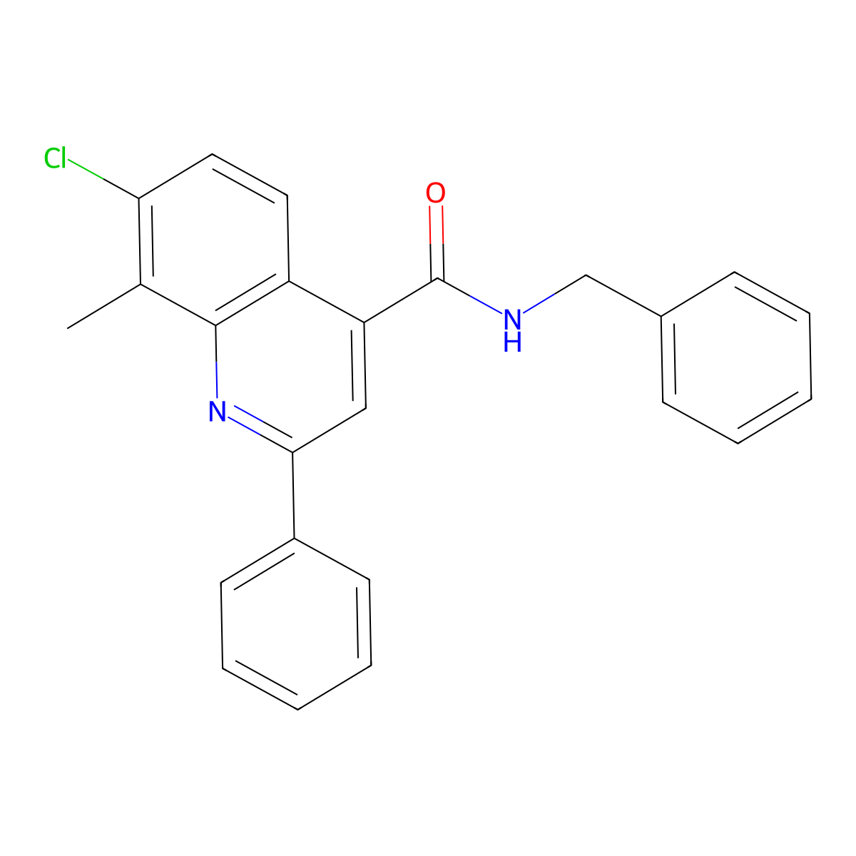 N-benzyl-7-chloro-8-methyl-2-phenylquinoline-4-carboxamide molecular structure, CAS 669740-44-7