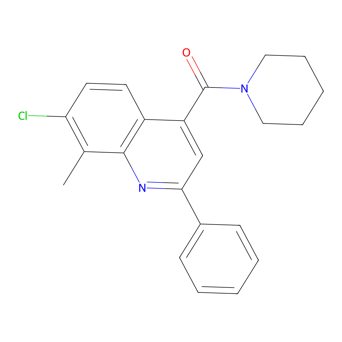(7-Chloro-8-methyl-2-phenylquinolin-4-yl)-piperidin-1-ylmethanone molecular structure, CAS 669740-53-8