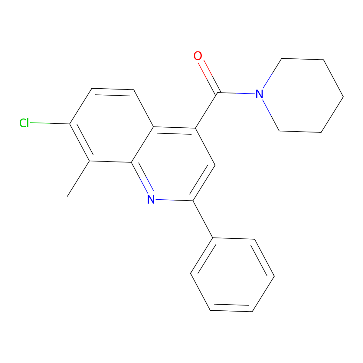 (7-Chloro-8-methyl-2-phenylquinolin-4-yl)-piperidin-1-ylmethanone molecular structure, CAS 669740-53-8