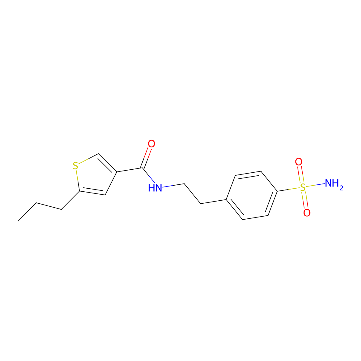 5-propyl-N-[2-(4-sulfamoylphenyl)ethyl]thiophene-3-carboxamide molecular structure, CAS 669741-00-8