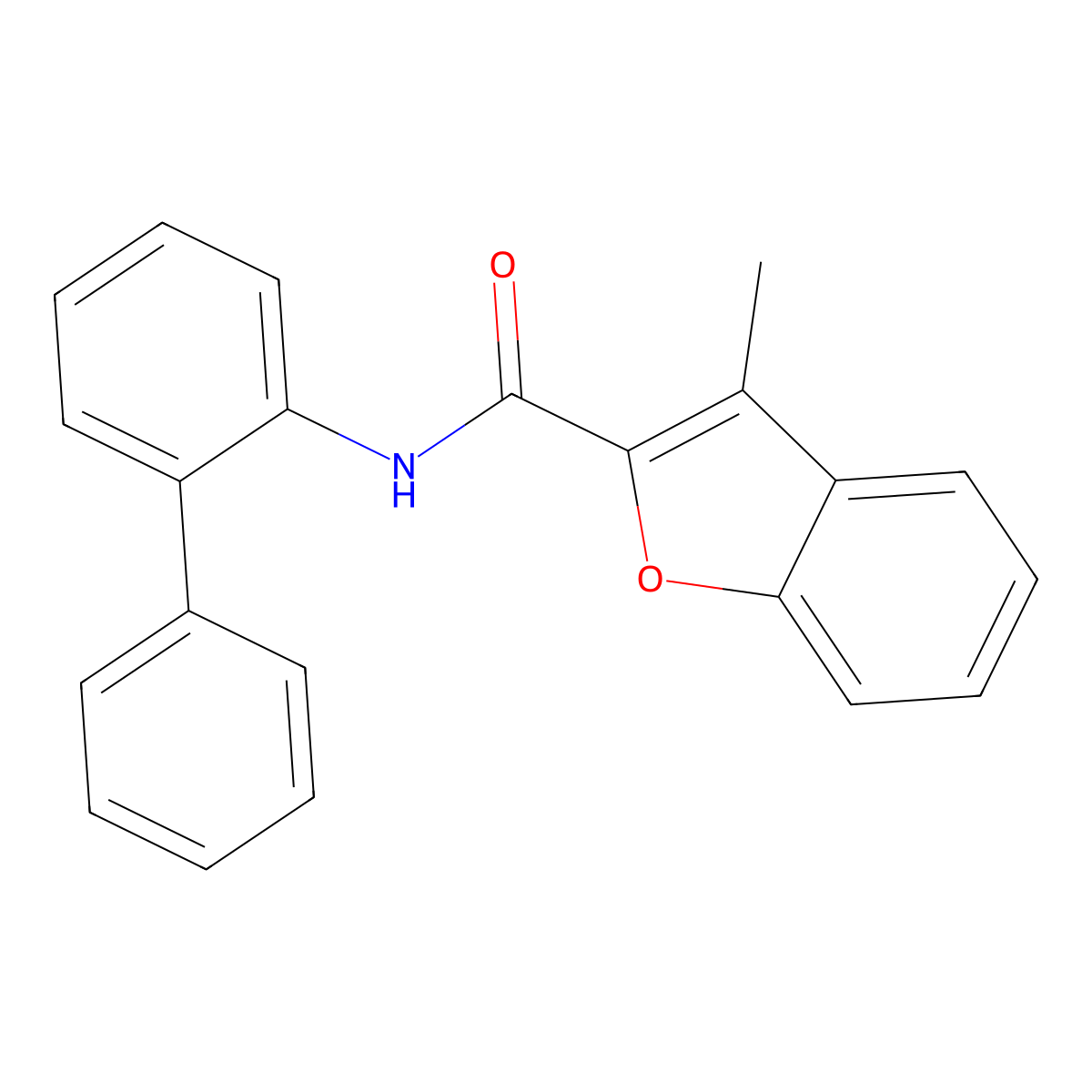 3-methyl-N-(2-phenylphenyl)-1-benzofuran-2-carboxamide molecular structure, CAS 669741-15-5