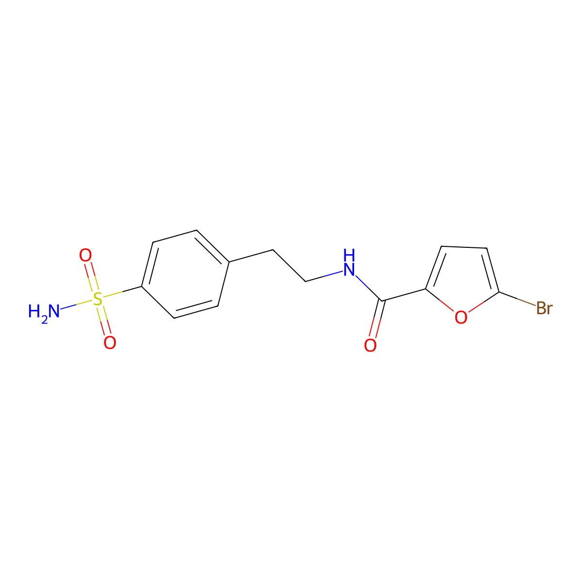 5-bromo-N-[2-(4-sulfamoylphenyl)ethyl]furan-2-carboxamide molecular structure, CAS 669741-18-8