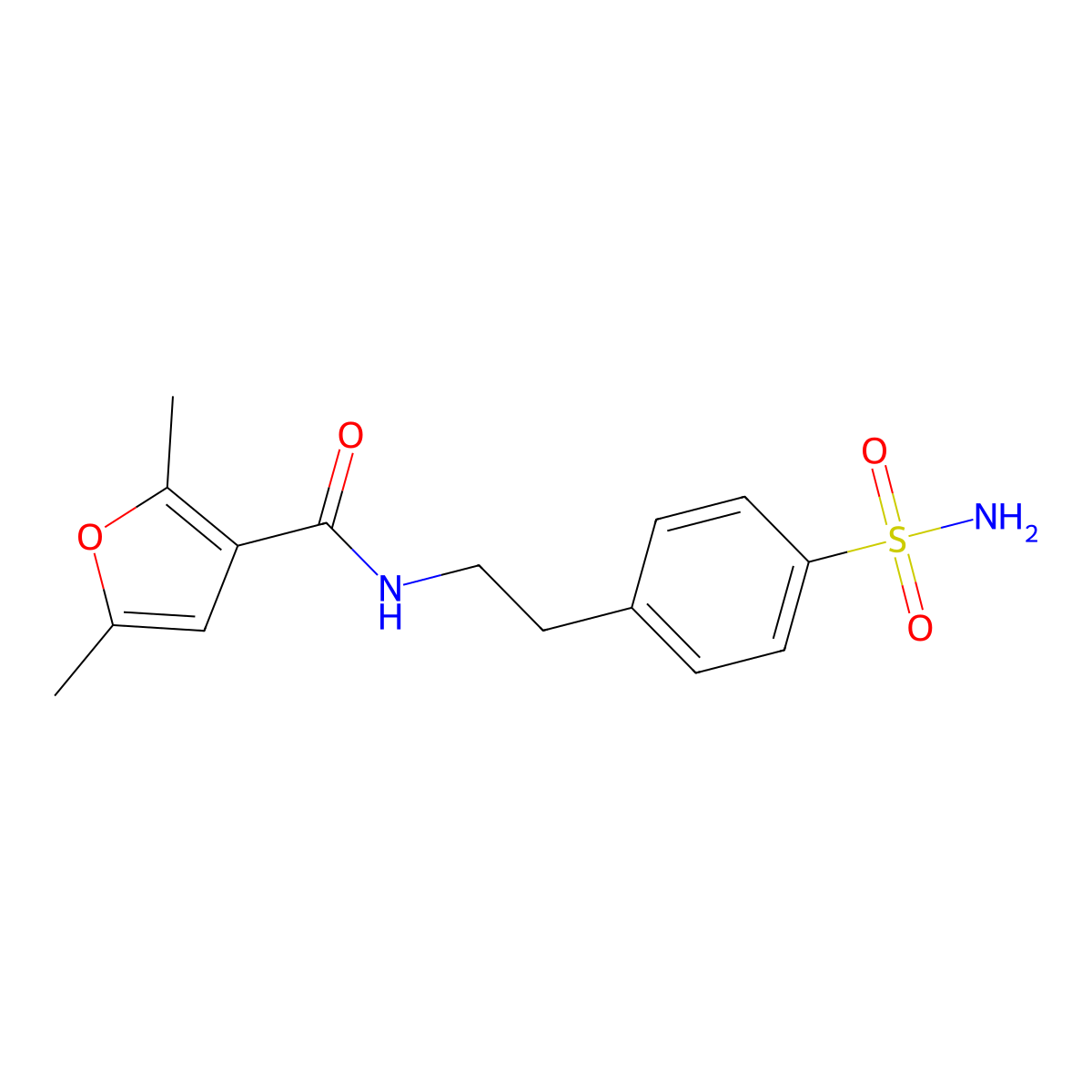 2,5-dimethyl-N-[2-(4-sulfamoylphenyl)ethyl]furan-3-carboxamide molecular structure, CAS 669741-36-0