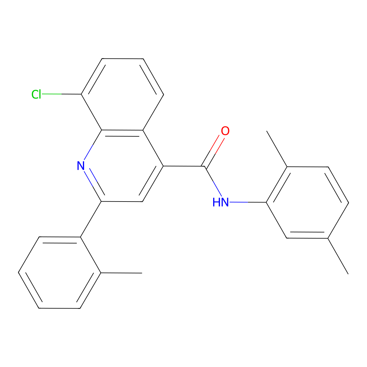 8-chloro-N-(2,5-dimethylphenyl)-2-(2-methylphenyl)quinoline-4-carboxamide molecular structure, CAS 669741-81-5