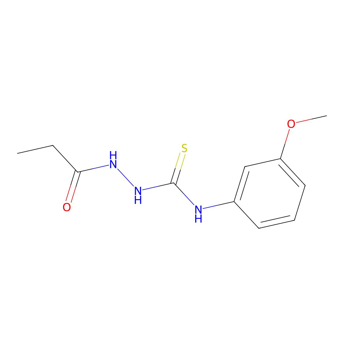 N-(3-methoxyphenyl)-2-propanoylhydrazinecarbothioamide molecular structure, CAS 669742-69-2