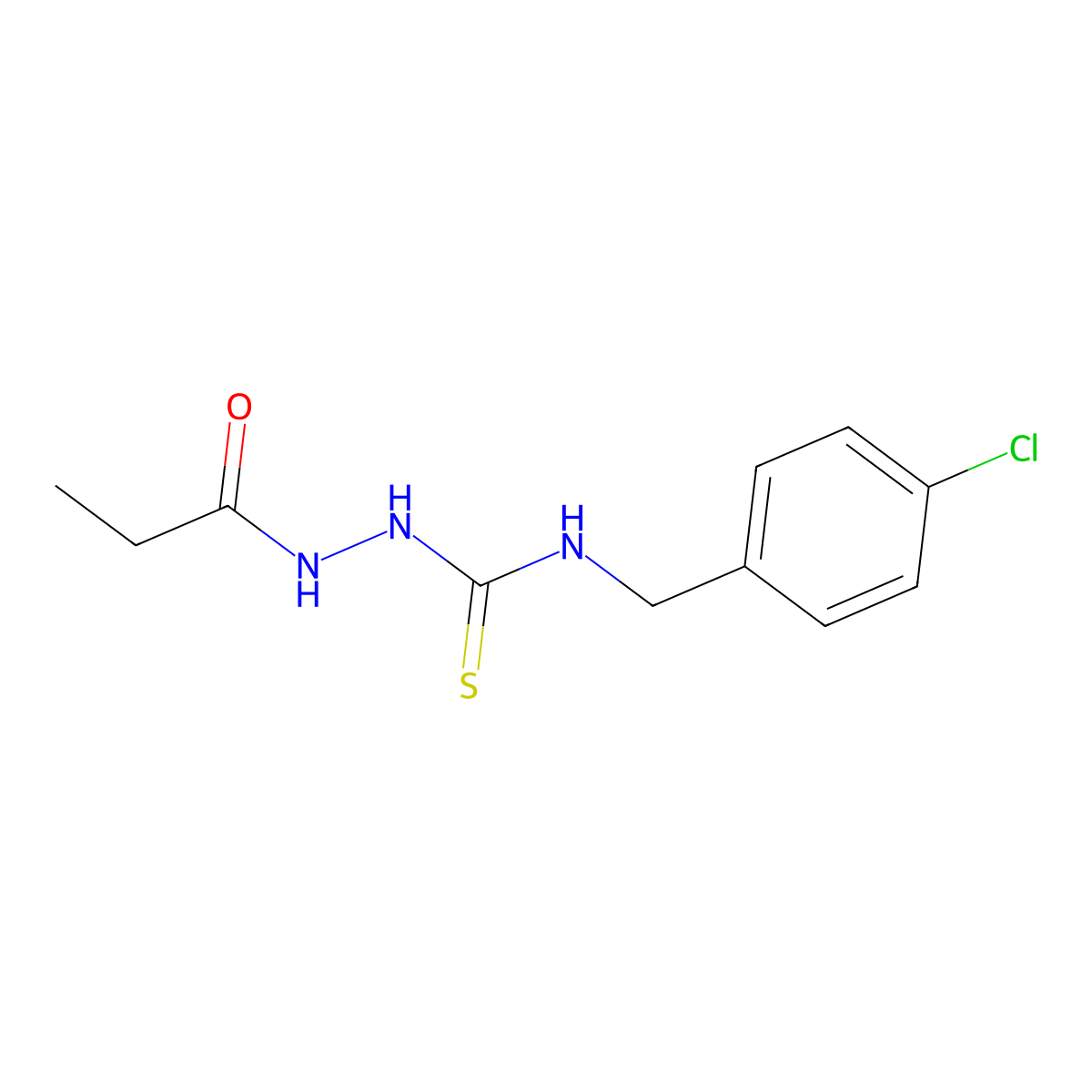 N-(4-chlorobenzyl)-2-propanoylhydrazinecarbothioamide molecular structure, CAS 669742-93-2