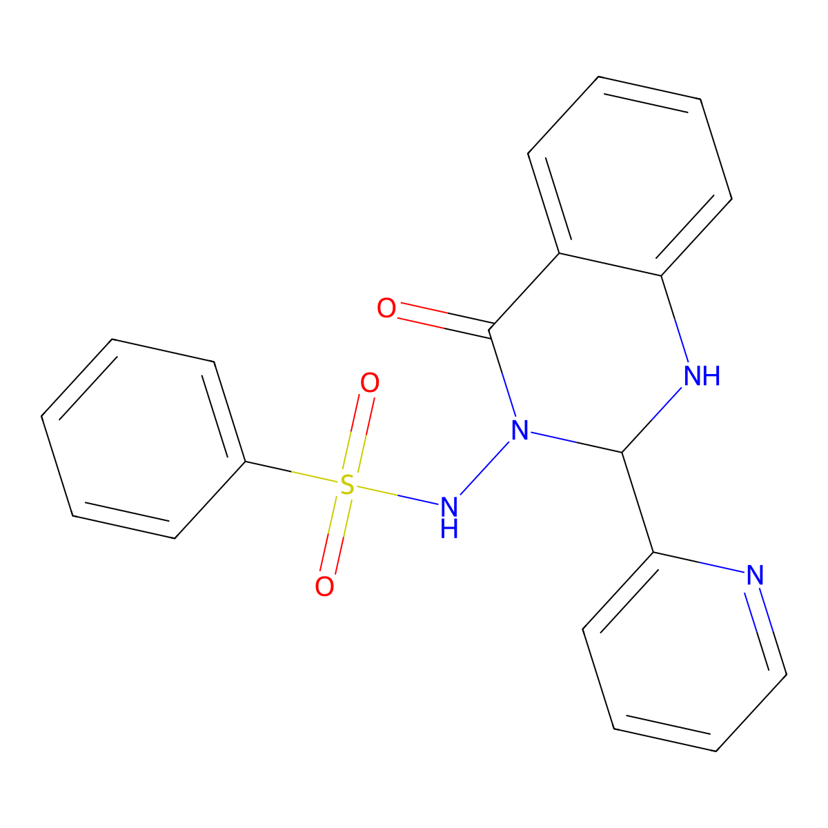 N-(4-oxo-2-pyridin-2-yl-1,2-dihydroquinazolin-3-yl)benzenesulfonamide molecular structure, CAS 669743-07-1