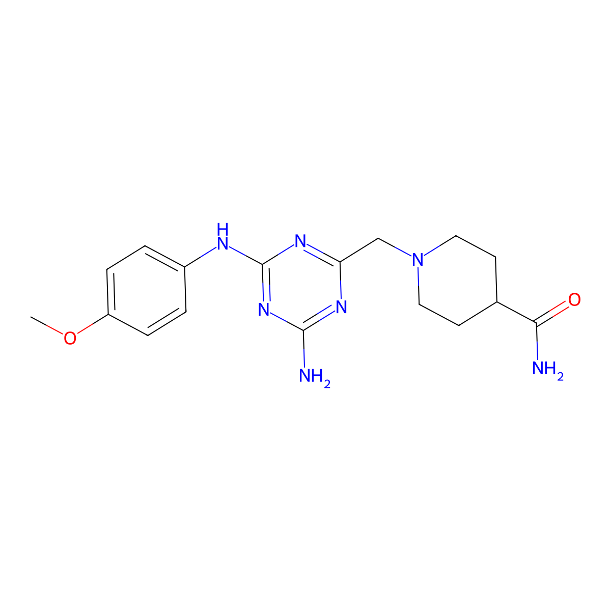 1-({(6Z)-4-amino-6-[(4-methoxyphenyl)imino]-1,6-dihydro-1,3,5-triazin-2-yl}methyl)piperidine-4-carboxamide molecular structure, CAS 669743-31-1