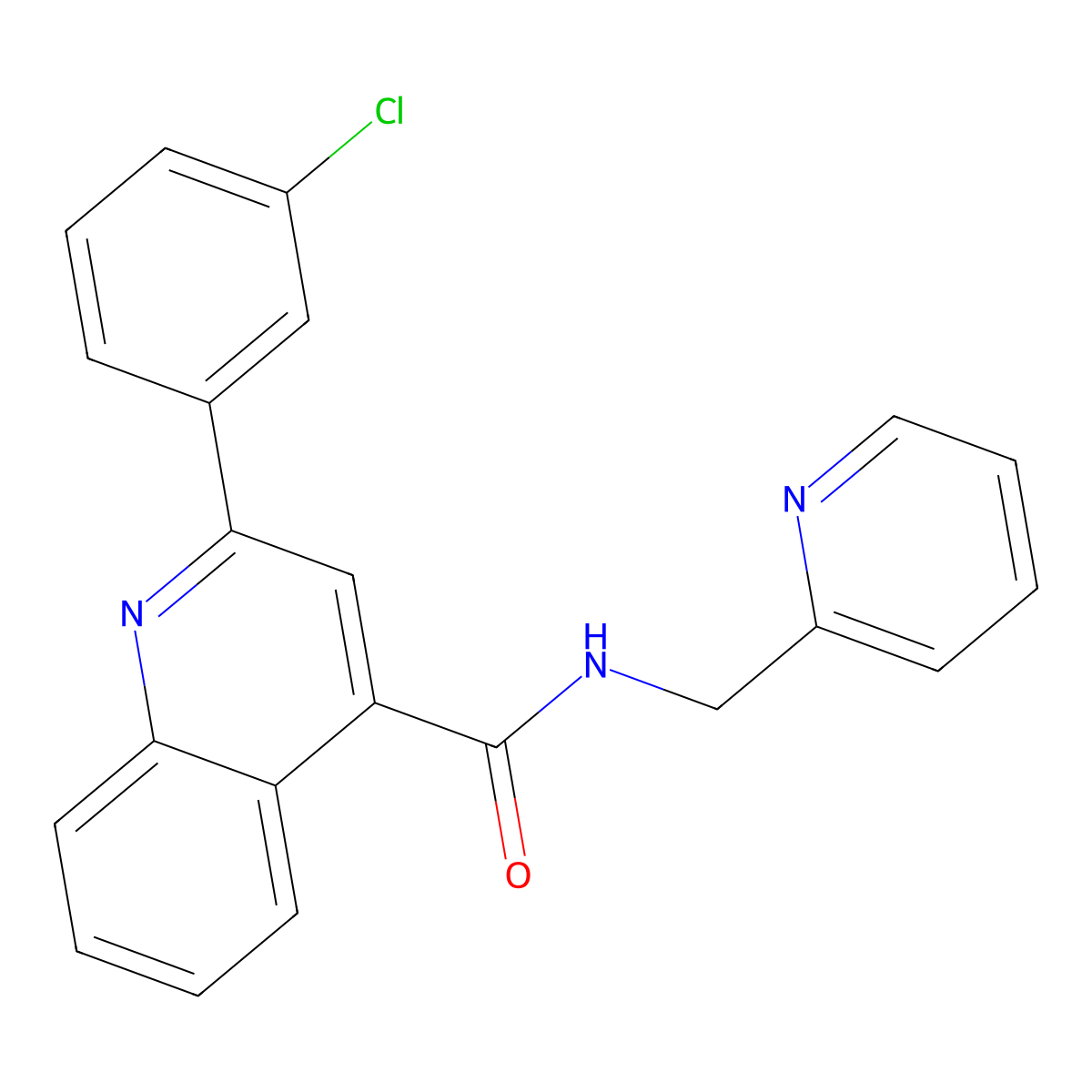 2-(3-chlorophenyl)-N-(pyridin-2-ylmethyl)quinoline-4-carboxamide molecular structure, CAS 669743-54-8