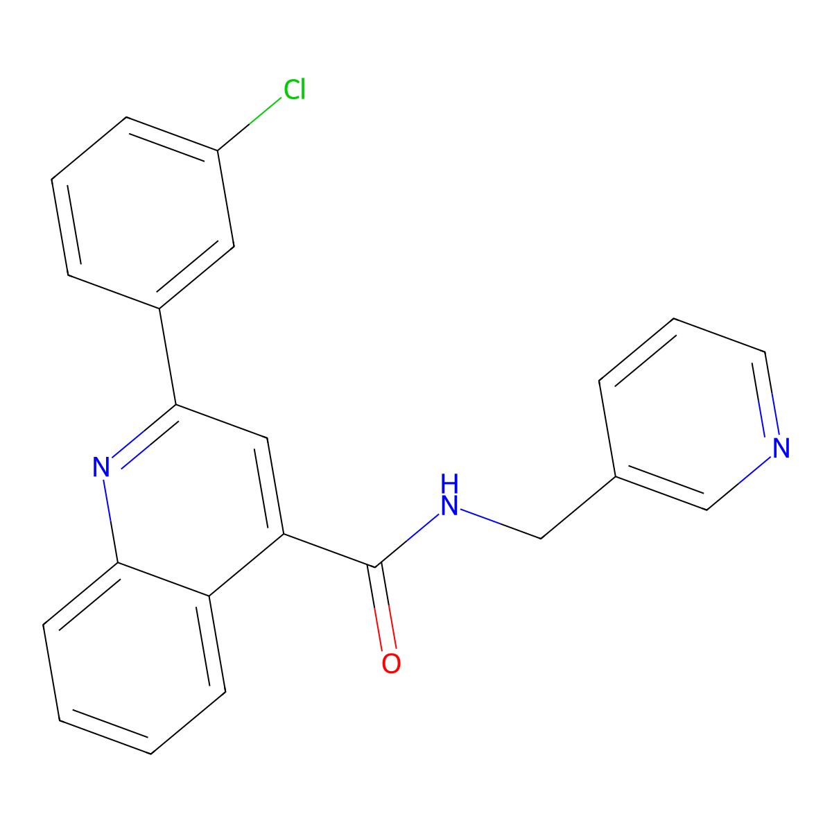 2-(3-chlorophenyl)-N-(pyridin-3-ylmethyl)quinoline-4-carboxamide molecular structure, CAS 669743-57-1