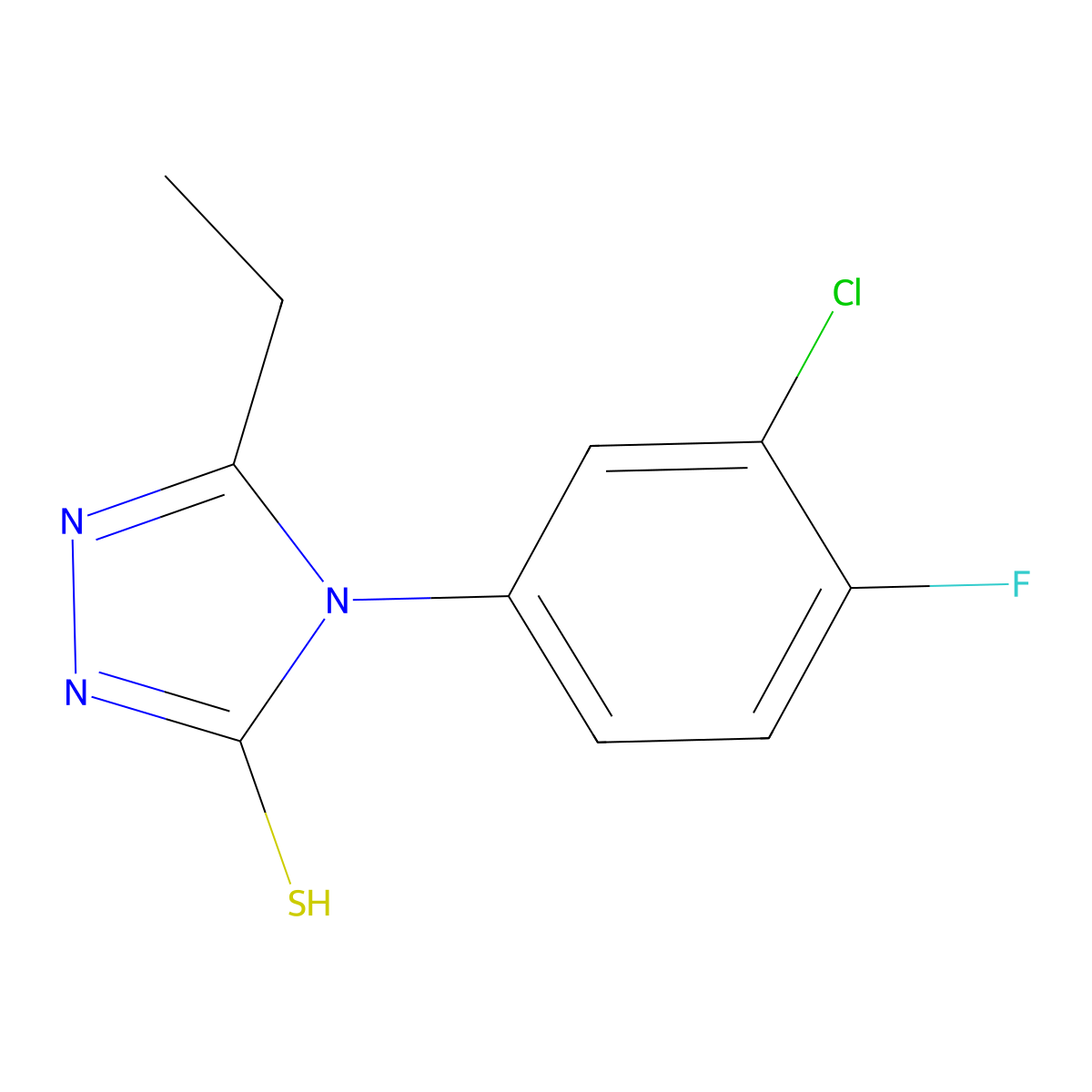 4-(3-Chloro-4-fluorophenyl)-5-ethyl-1,2,4-triazole-3-thiol molecular structure, CAS 669744-42-7