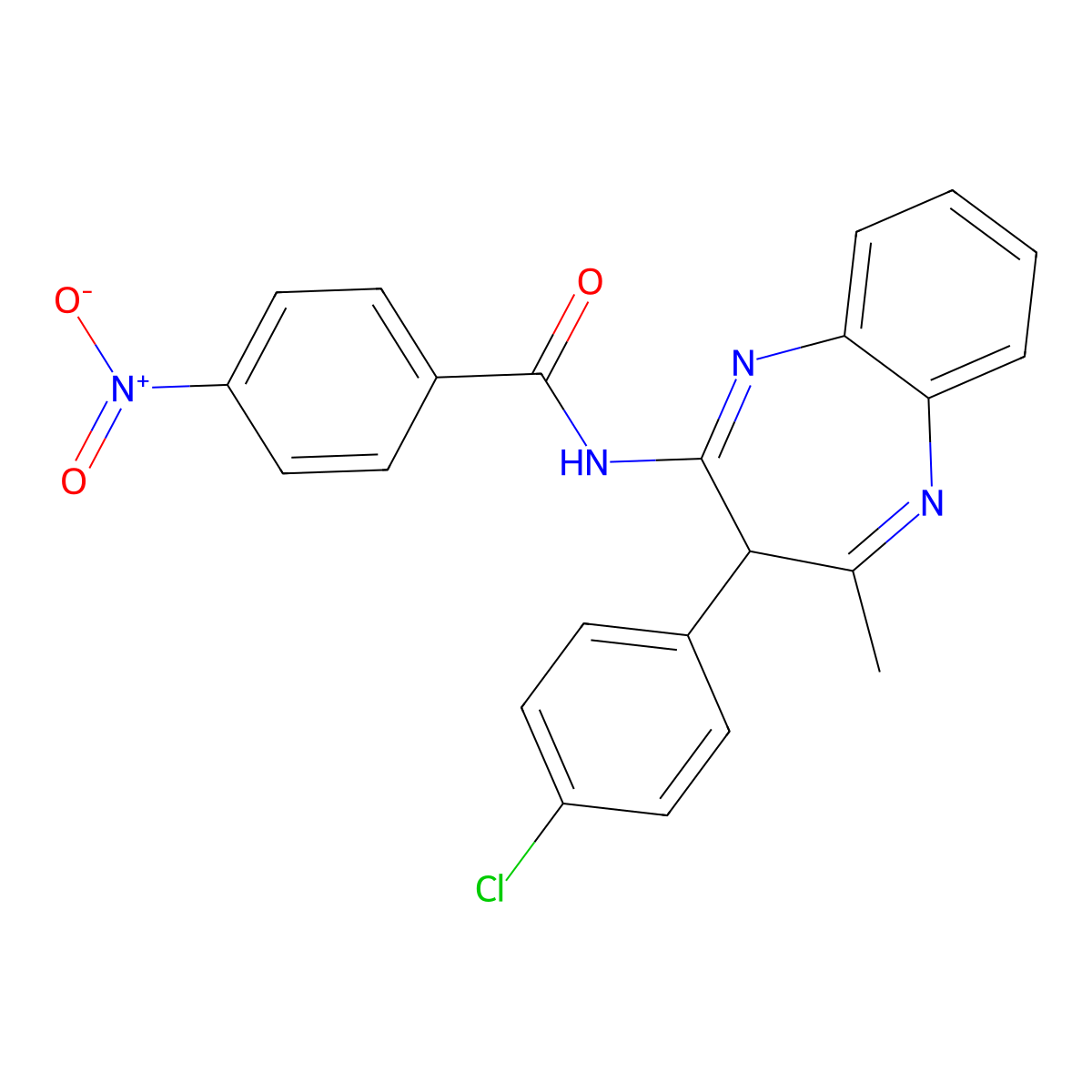 N-[3-(4-chlorophenyl)-2-methyl-3H-1,5-benzodiazepin-4-yl]-4-nitrobenzamide molecular structure, CAS 669744-82-5