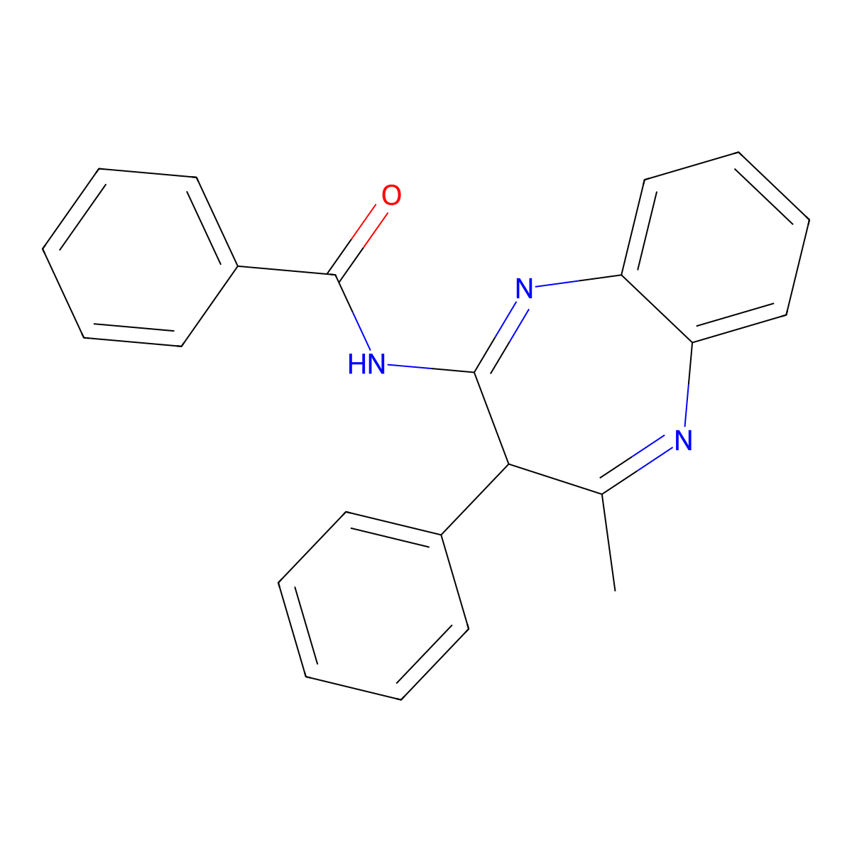 N-(2-methyl-3-phenyl-3H-1,5-benzodiazepin-4-yl)benzamide molecular structure, CAS 669744-88-1