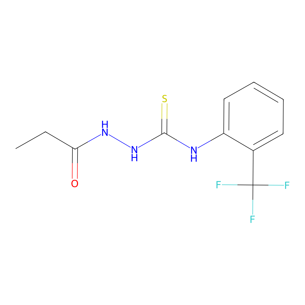 2-propanoyl-N-[2-(trifluoromethyl)phenyl]hydrazinecarbothioamide molecular structure, CAS 669744-90-5