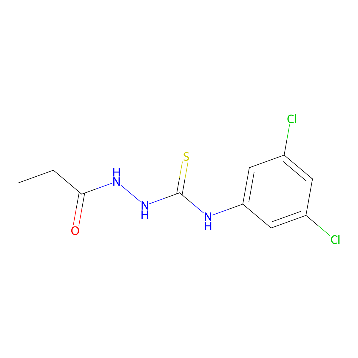 N-(3,5-dichlorophenyl)-2-propanoylhydrazinecarbothioamide molecular structure, CAS 669745-02-2