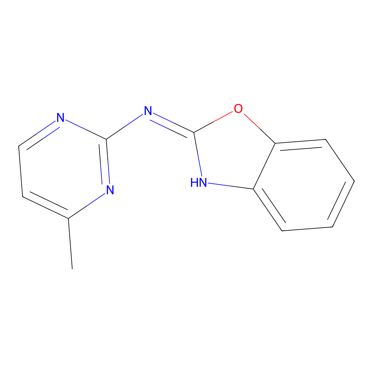 N-(4-methylpyrimidin-2-yl)-1,3-benzoxazol-2-amine molecular structure, CAS 669745-30-6