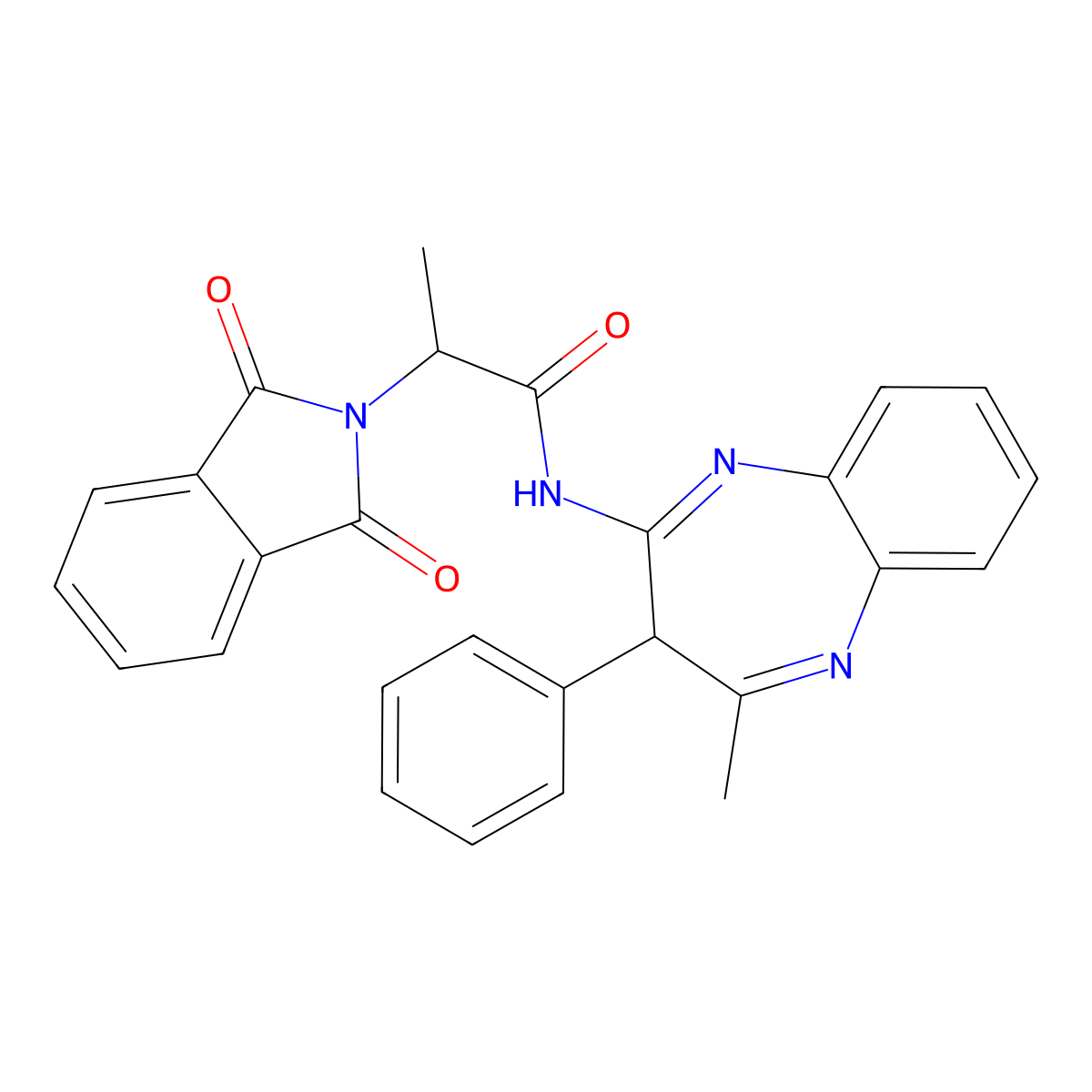 2-(1,3-dioxo-1,3-dihydro-2H-isoindol-2-yl)-N-(4-methyl-3-phenyl-3H-1,5-benzodiazepin-2-yl)propanamide molecular structure, CAS 669745-39-5