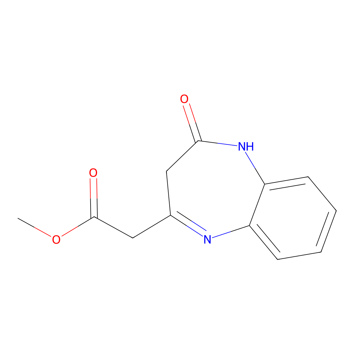 methyl (2-oxo-2,3-dihydro-1H-1,5-benzodiazepin-4-yl)acetate molecular structure, CAS 669745-45-3