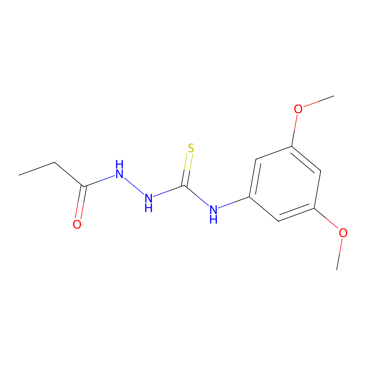 N-(3,5-dimethoxyphenyl)-2-propanoylhydrazinecarbothioamide molecular structure, CAS 669745-50-0