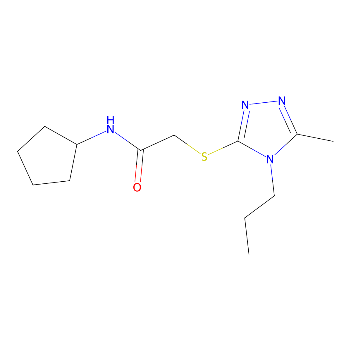 N-cyclopentyl-2-[(5-methyl-4-propyl-4H-1,2,4-triazol-3-yl)sulfanyl]acetamide molecular structure, CAS 669745-92-0