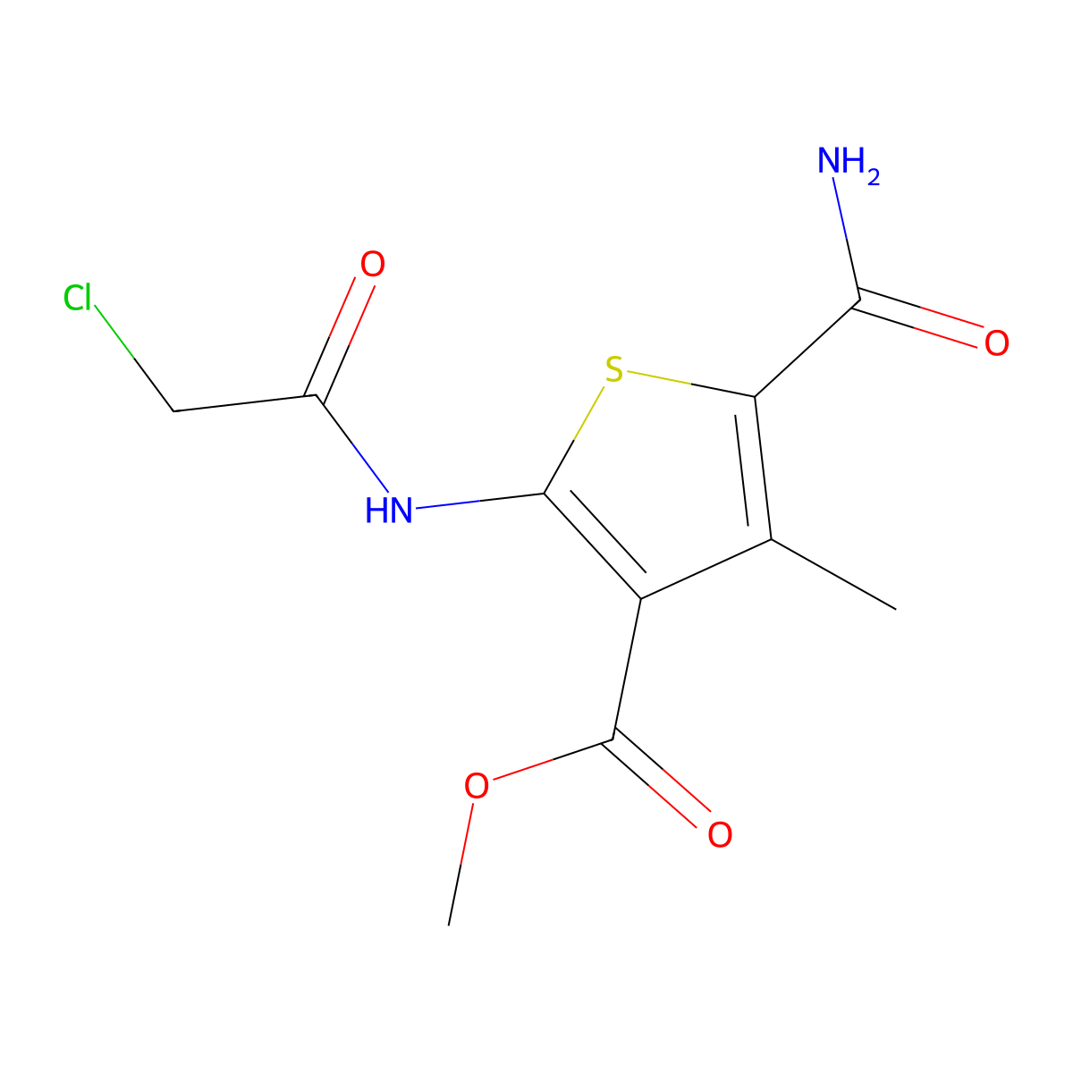 Methyl 5-(aminocarbonyl)-2-[(chloroacetyl)amino]-4-methylthiophene-3-carboxylate molecular structure, CAS 669747-30-2
