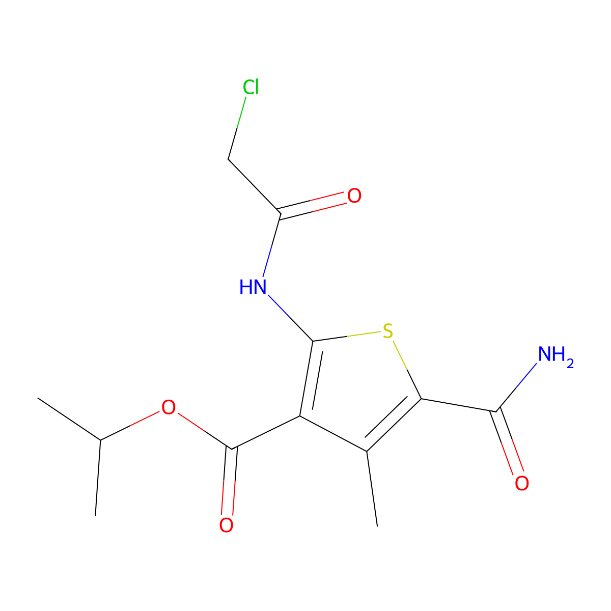 Isopropyl 5-(aminocarbonyl)-2-[(chloroacetyl)amino]-4-methylthiophene-3-carboxylate molecular structure, CAS 669747-33-5