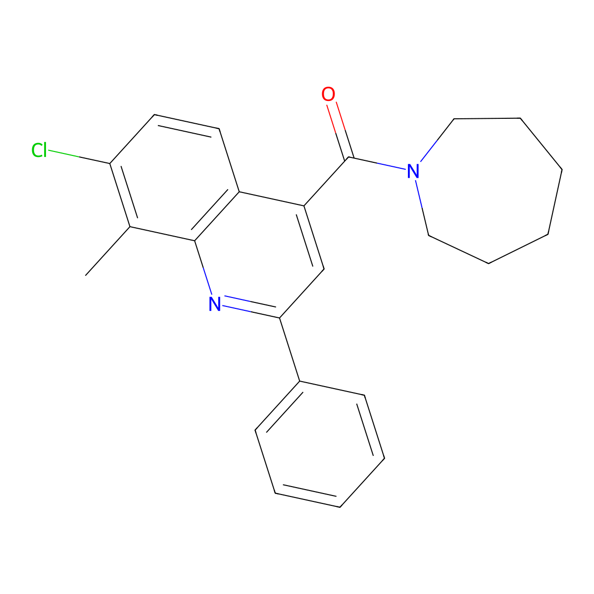 Azepan-1-yl(7-chloro-8-methyl-2-phenylquinolin-4-yl)methanone molecular structure, CAS 669748-50-9