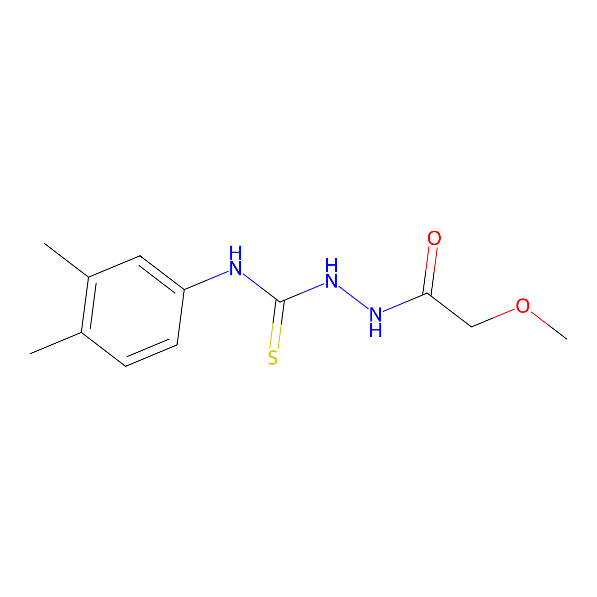 N-(3,4-dimethylphenyl)-2-(methoxyacetyl)hydrazinecarbothioamide molecular structure, CAS 669748-60-1