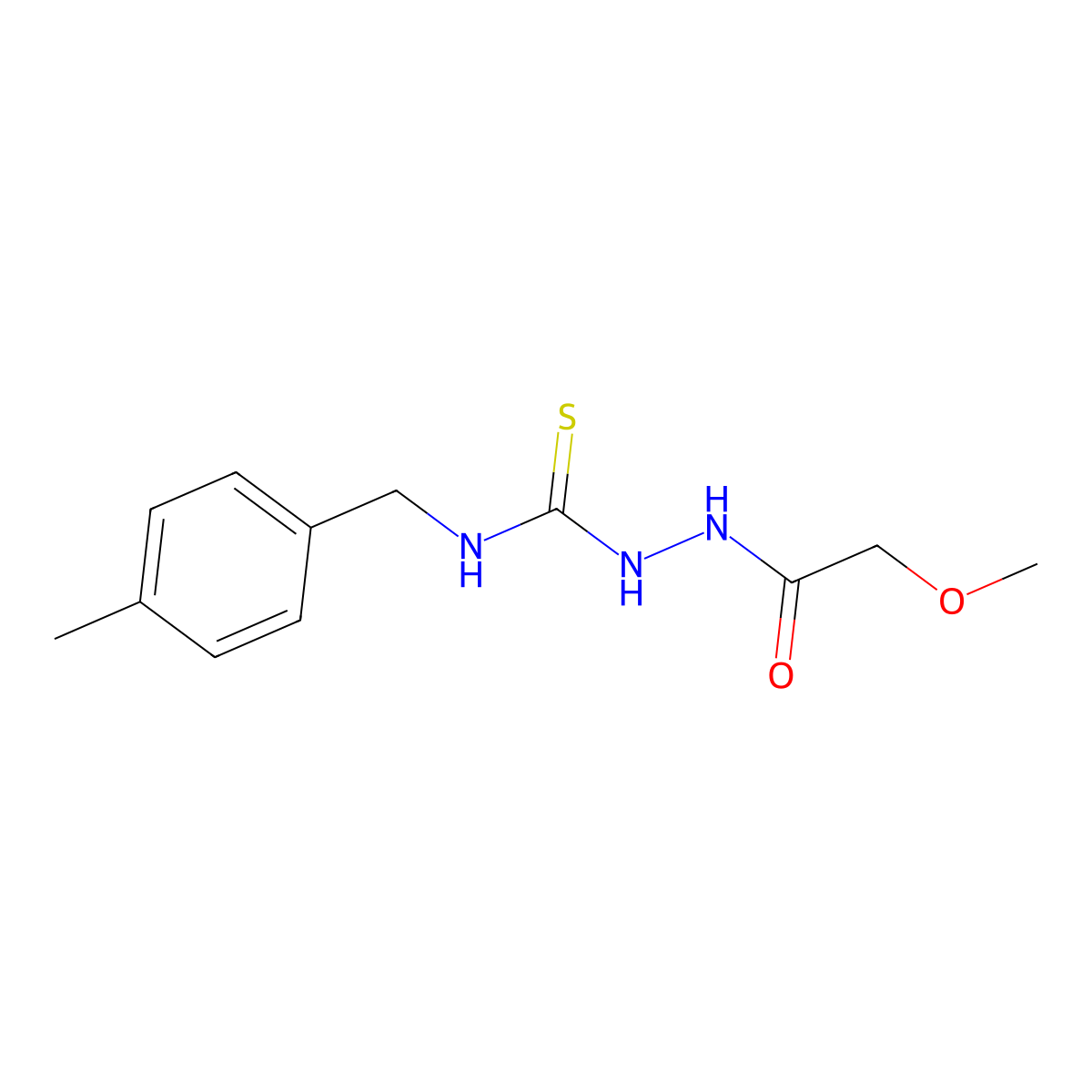 2-(methoxyacetyl)-N-(4-methylbenzyl)hydrazinecarbothioamide molecular structure, CAS 669748-68-9