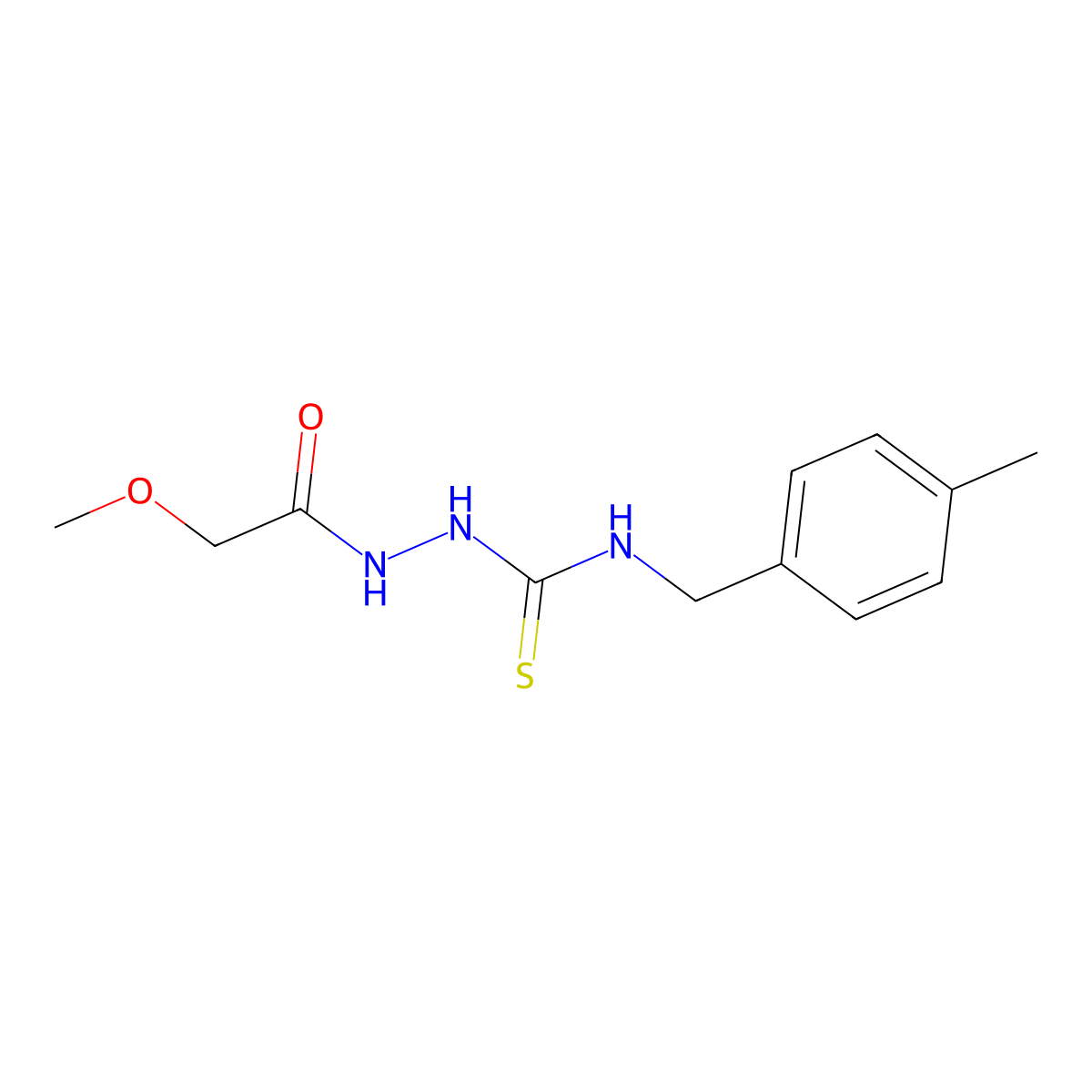 2-(methoxyacetyl)-N-(4-methylbenzyl)hydrazinecarbothioamide molecular structure, CAS 669748-68-9