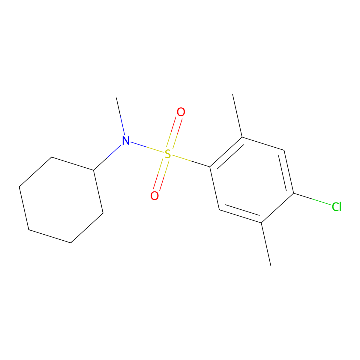 4-chloro-N-cyclohexyl-N,2,5-trimethylbenzenesulfonamide molecular structure, CAS 669748-88-3