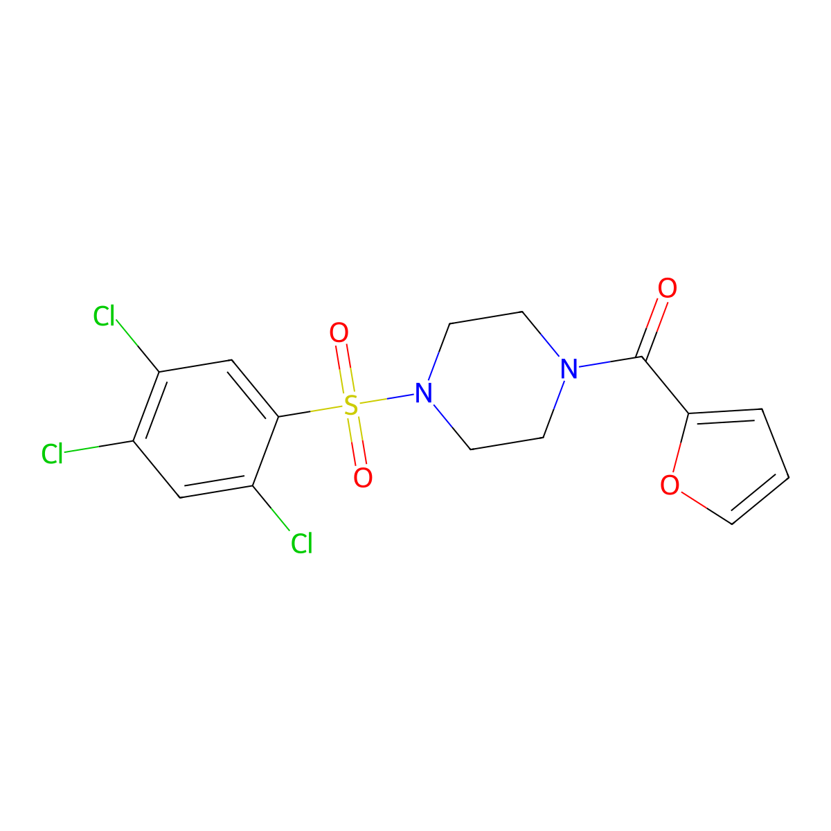 2-Furyl 4-((2,4,5-trichlorophenyl)sulfonyl)piperazinyl ketone molecular structure, CAS 669749-42-2