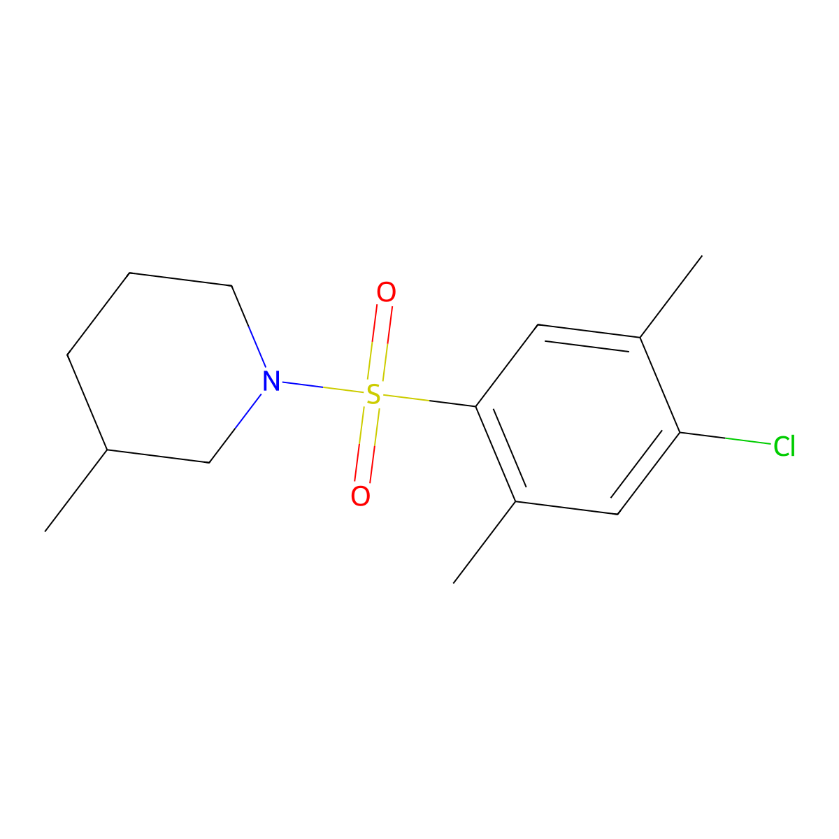 1-(4-Chloro-2,5-dimethylphenyl)sulfonyl-3-methylpiperidine molecular structure, CAS 669749-52-4