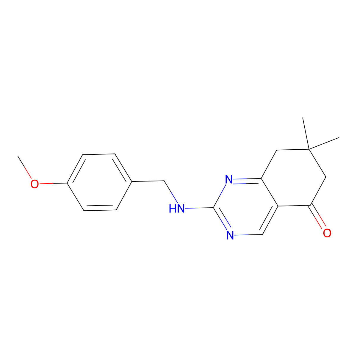 5(6H)-Quinazolinone, 7,8-dihydro-2-[[(4-methoxyphenyl)methyl]amino]-7,7-dimethyl- molecular structure, CAS 669749-82-0