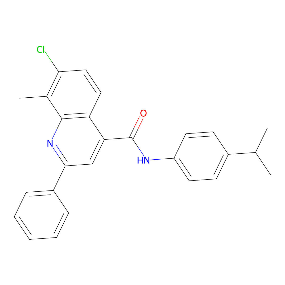 7-chloro-8-methyl-2-phenyl-N-[4-(propan-2-yl)phenyl]quinoline-4-carboxamide molecular structure, CAS 669750-19-0