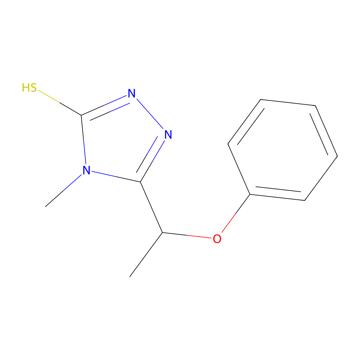 4-methyl-5-(1-phenoxyethyl)-4H-1,2,4-triazole-3-thiol molecular structure, CAS 669750-24-7