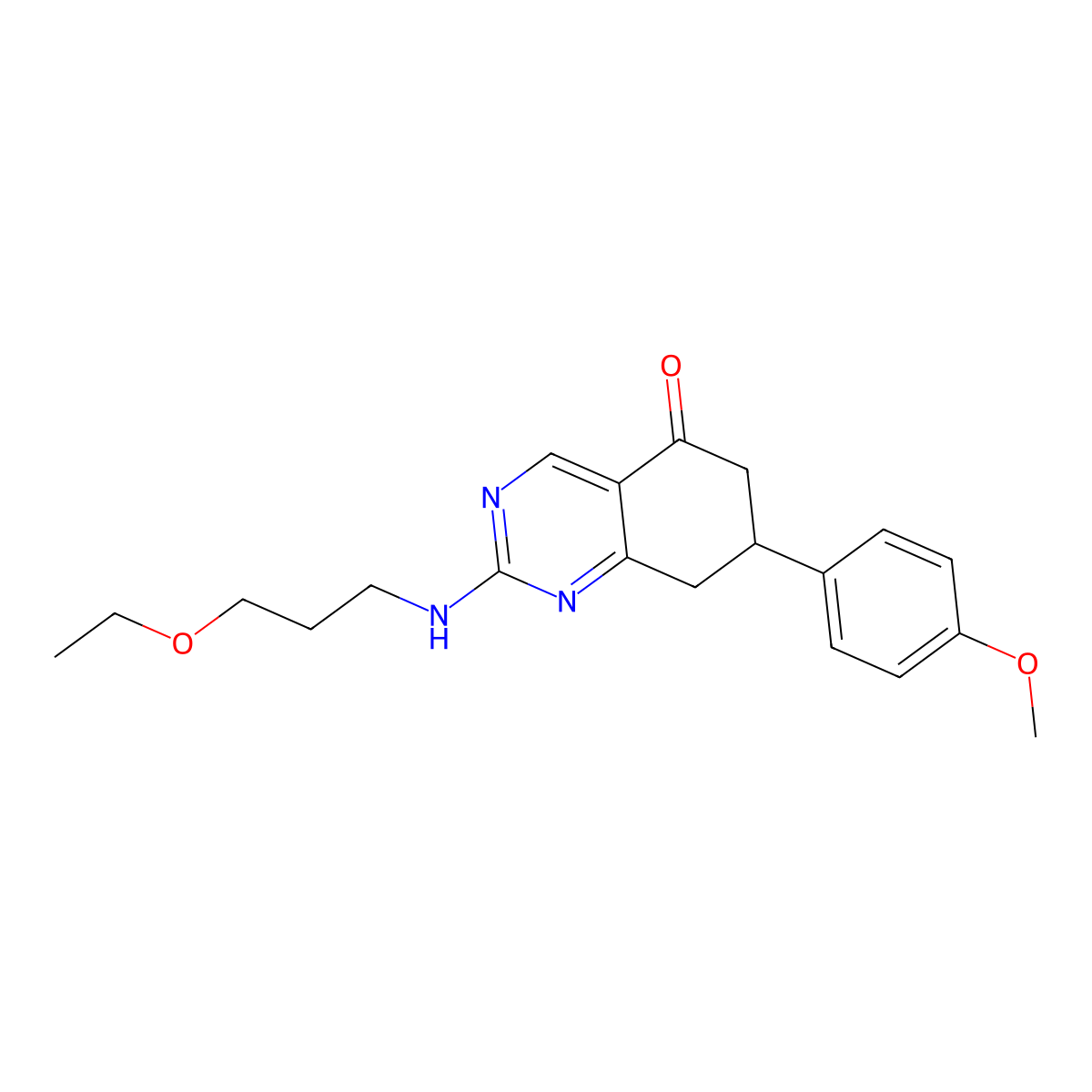 2-[(3-ethoxypropyl)amino]-7-(4-methoxyphenyl)-7,8-dihydroquinazolin-5(6H)-one molecular structure, CAS 669750-34-9