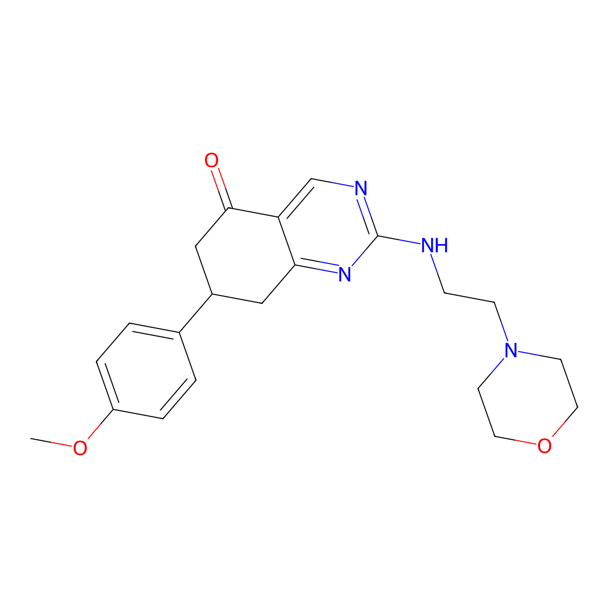 7-(4-methoxyphenyl)-2-{[2-(morpholin-4-yl)ethyl]amino}-7,8-dihydroquinazolin-5(6H)-one molecular structure, CAS 669750-39-4