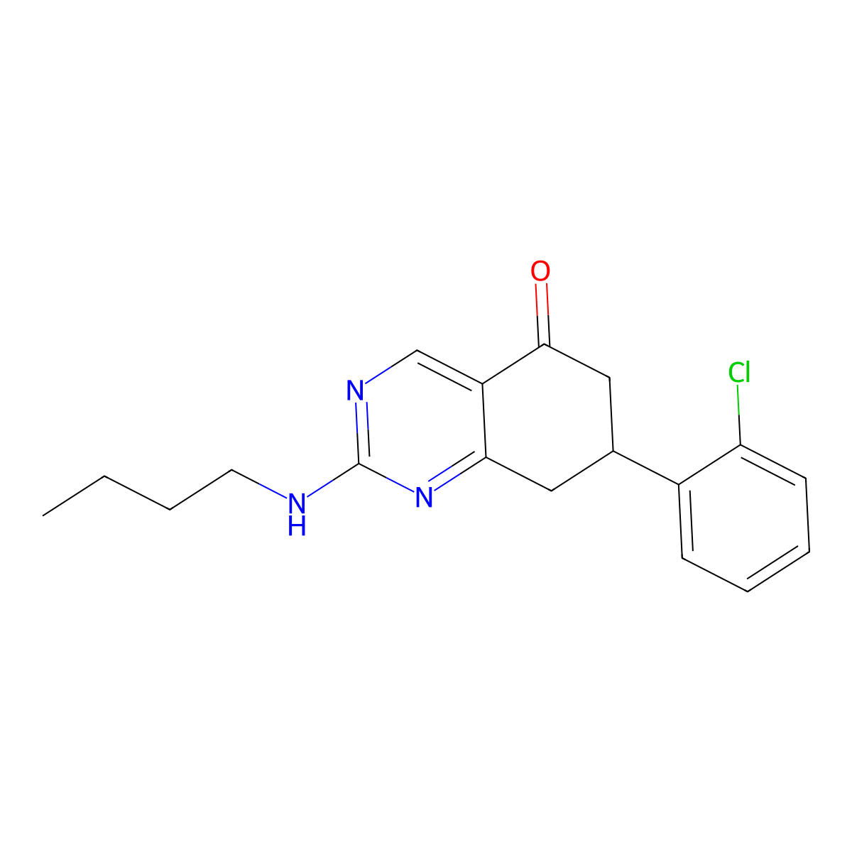 2-(butylamino)-7-(2-chlorophenyl)-7,8-dihydroquinazolin-5(6H)-one molecular structure, CAS 669750-44-1