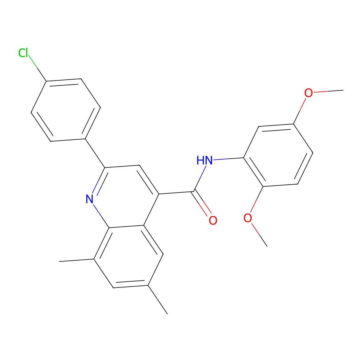 2-(4-chlorophenyl)-N-(2,5-dimethoxyphenyl)-6,8-dimethyl-4-quinolinecarboxamide molecular structure, CAS 669750-87-2