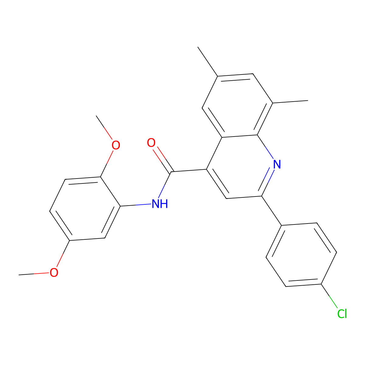 2-(4-chlorophenyl)-N-(2,5-dimethoxyphenyl)-6,8-dimethyl-4-quinolinecarboxamide molecular structure, CAS 669750-87-2