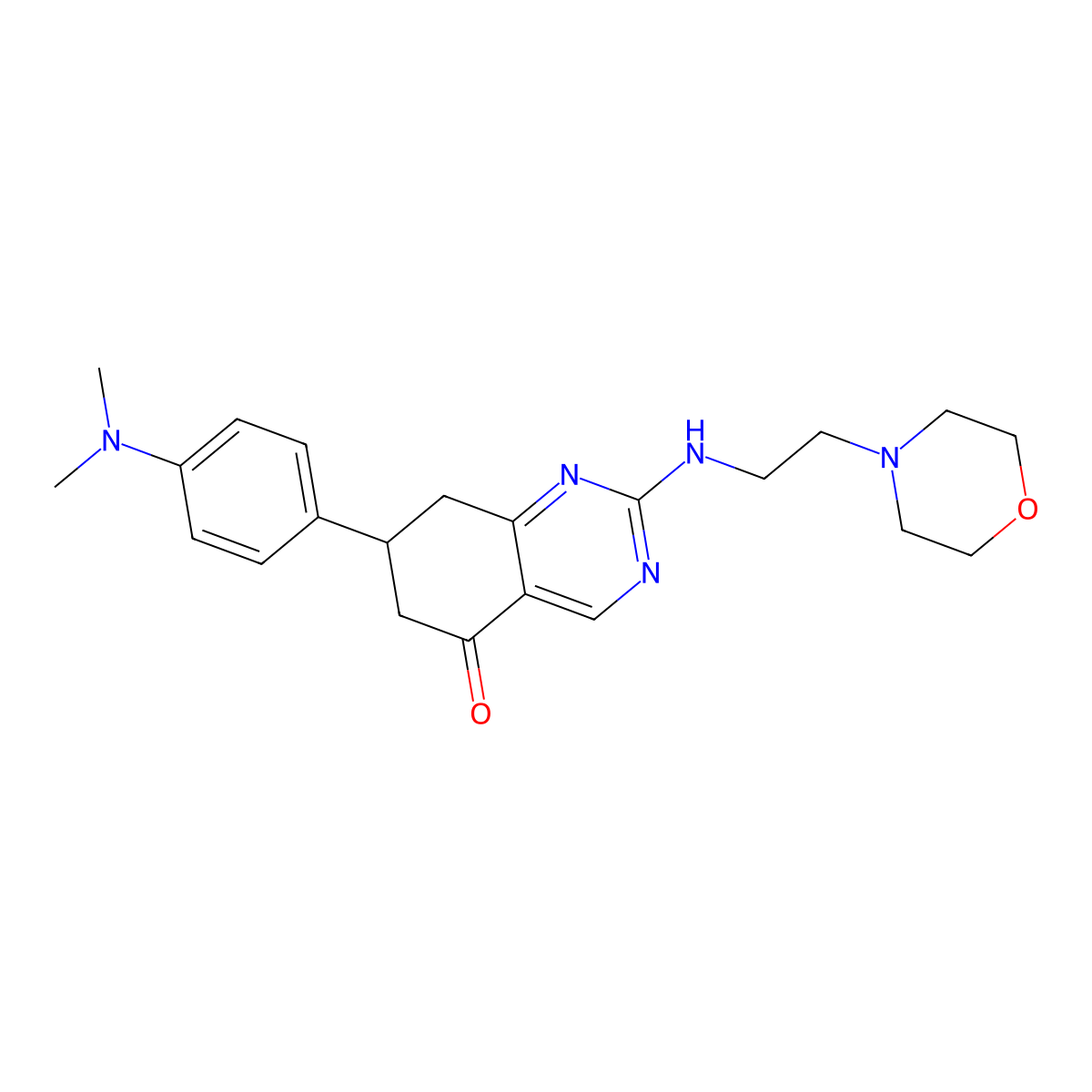 7-[4-(dimethylamino)phenyl]-2-{[2-(morpholin-4-yl)ethyl]amino}-7,8-dihydroquinazolin-5(6H)-one molecular structure, CAS 669750-90-7