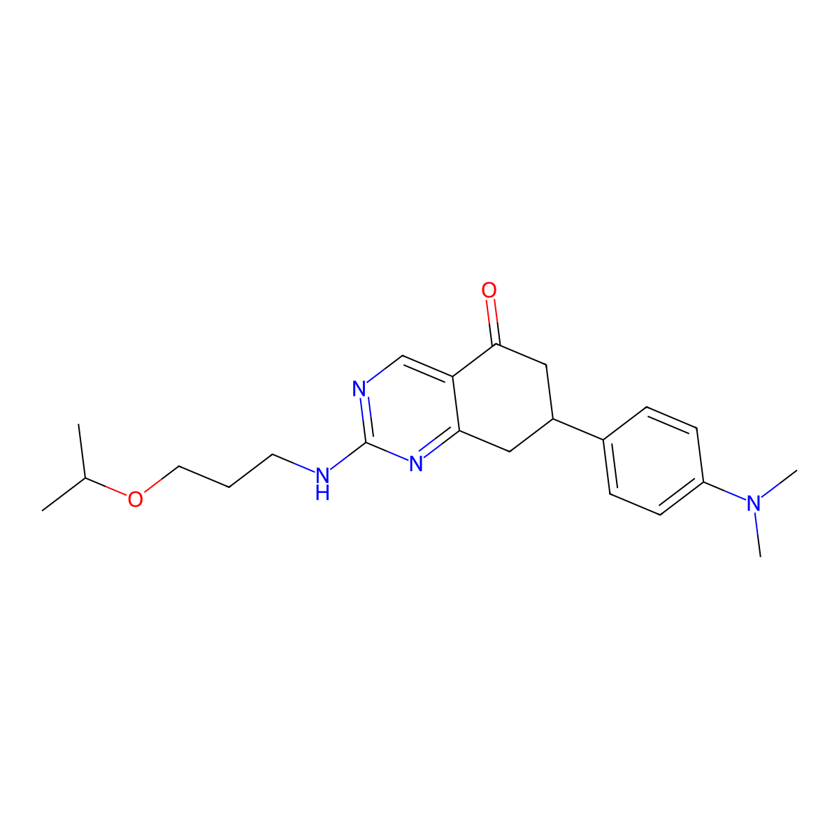 7-[4-(dimethylamino)phenyl]-2-{[3-(propan-2-yloxy)propyl]amino}-7,8-dihydroquinazolin-5(6H)-one molecular structure, CAS 669750-95-2