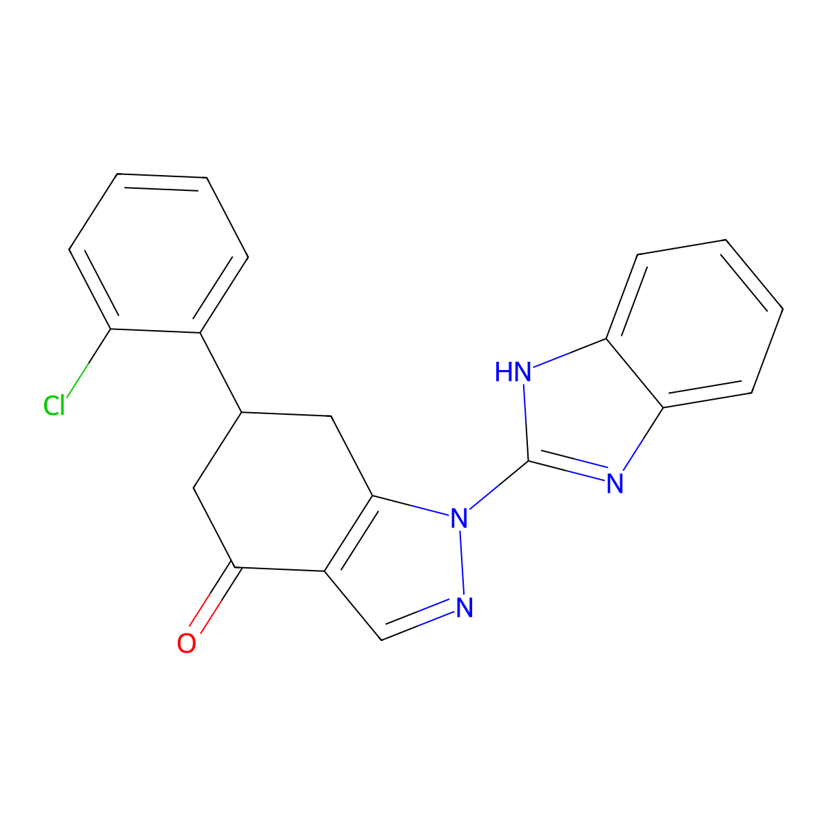 1-(1H-benzimidazol-2-yl)-6-(2-chlorophenyl)-1,5,6,7-tetrahydro-4H-indazol-4-one molecular structure, CAS 669751-20-6